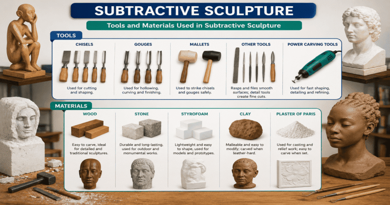 Subtractive Processes In 3-D Art Forms for SHS 2 Art & Design Studio – Educational Illustration