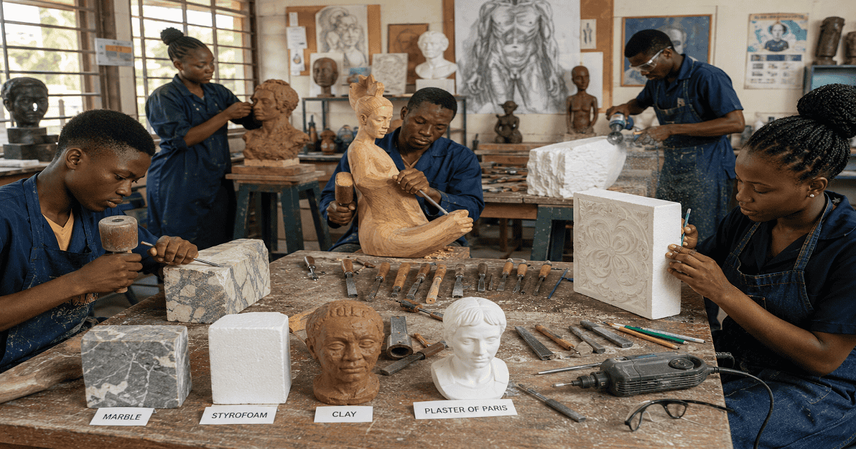 Subtractive Processes In 3-D Art Forms for SHS 2 Art & Design Studio – Educational Illustration