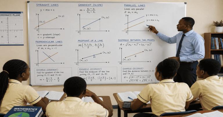 Gradient And Equation Of Straight Line for SHS 1 Core Mathematics – Educational Illustration