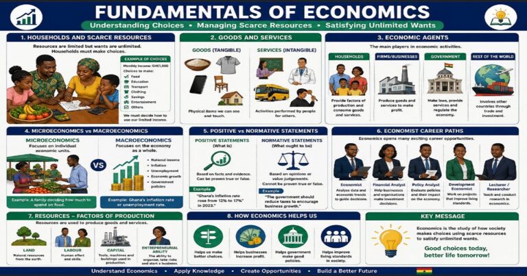 Economics Starts From The Home And The Economist for SHS 1 Economics – Educational Illustration