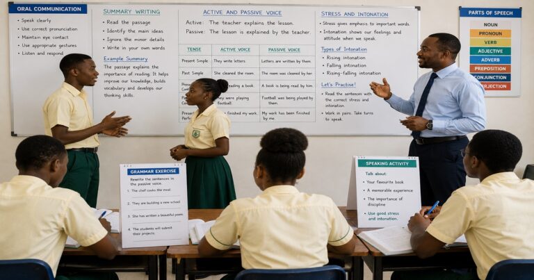 Oral Language, Reading And Grammar for SHS 2 English Language – Educational Illustration