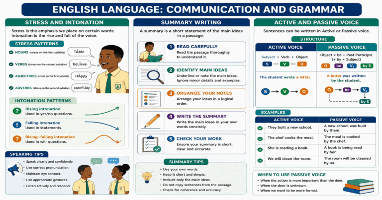 Oral Language, Reading And Grammar for SHS 2 English Language – Educational Illustration