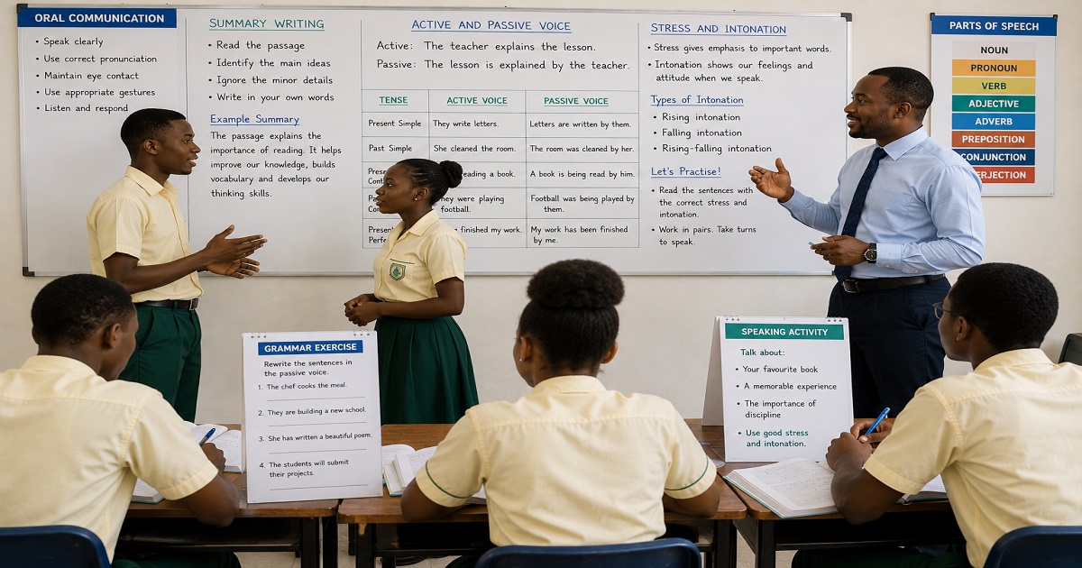 Oral Language, Reading And Grammar for SHS 2 English Language – Educational Illustration