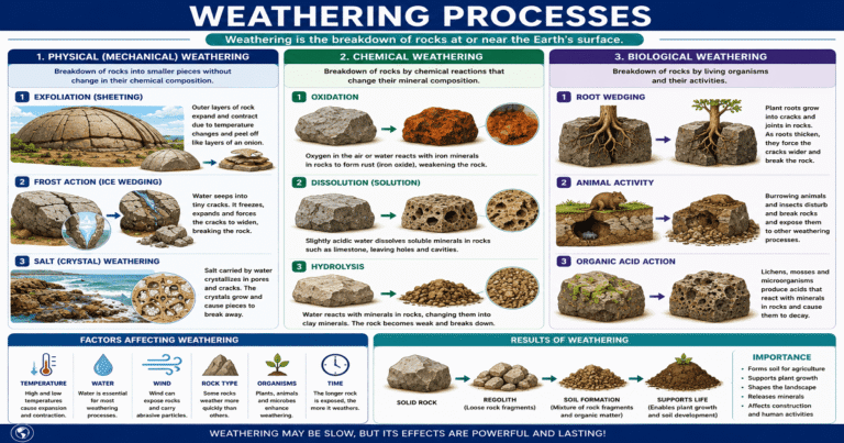 Weathering And Processes Of Weathering for SHS 1 Geography – Educational Illustration