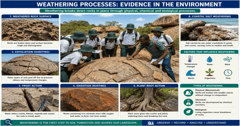 Weathering And Processes Of Weathering for SHS 1 Geography – Educational Illustration