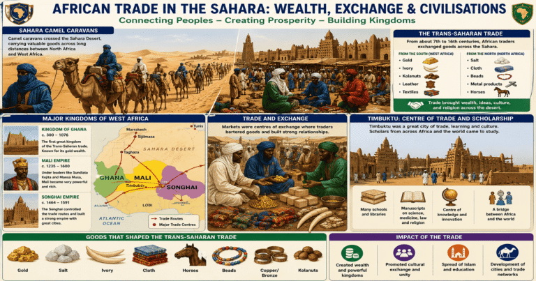 The Origin And Development Of The Earliest Domestic And External Forms Of Trade In Africa for SHS 1 Social Studies – Educational Illustration