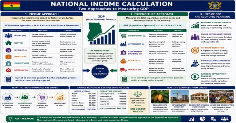 Calculation, Uses And Importance Of National Income for SHS 2 Economics – Educational Illustration