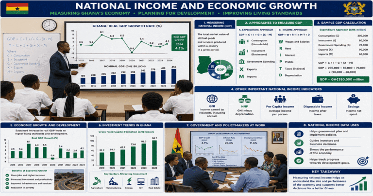 Calculation, Uses And Importance Of National Income for SHS 2 Economics – Educational Illustration