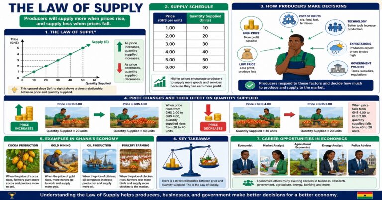 The Law Of Supply for SHS 1 Economics – Educational Illustration