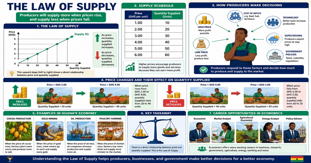 The Law Of Supply for SHS 1 Economics – Educational Illustration