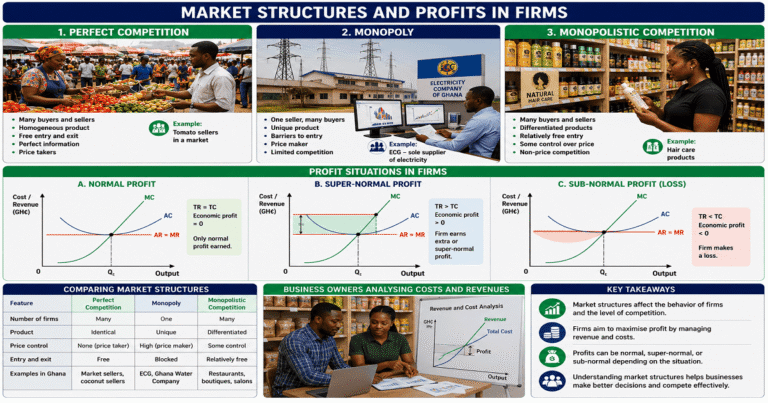 Types Of Profits In Each Market Structure for SHS 2 Economics – Educational Illustration