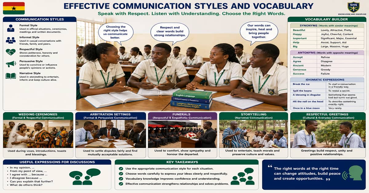 Oral Language And Grammar for SHS 2 English Language – Educational Illustration