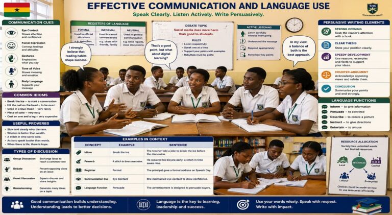 Oral Language, Grammar And Writing for SHS 2 English Language – Educational Illustration