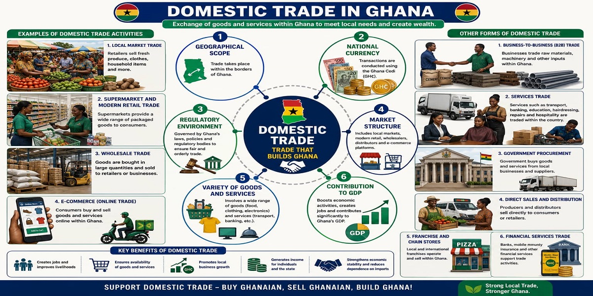 The Features of Domestic Trade for SHS 1 Economics – Educational Illustration