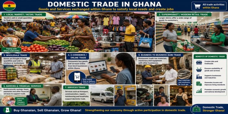 The Features of Domestic Trade for SHS 1 Economics – Educational Illustration