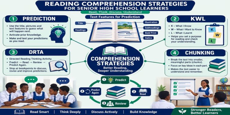 Comprehension Strategies for SHS 1 English Language – Educational Illustration