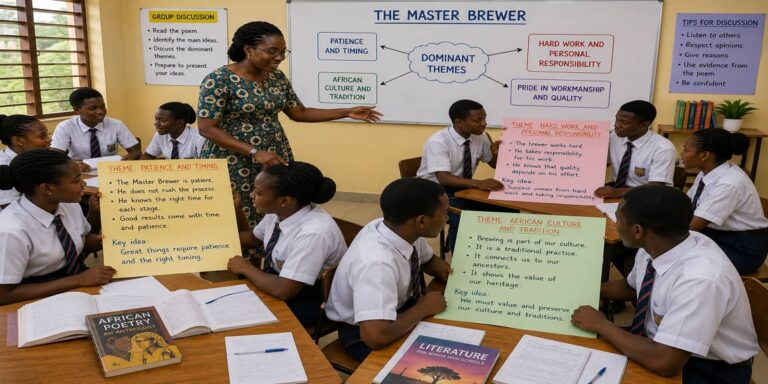 Dominant Themes in African Poems for SHS 1 English Language – Educational Illustration