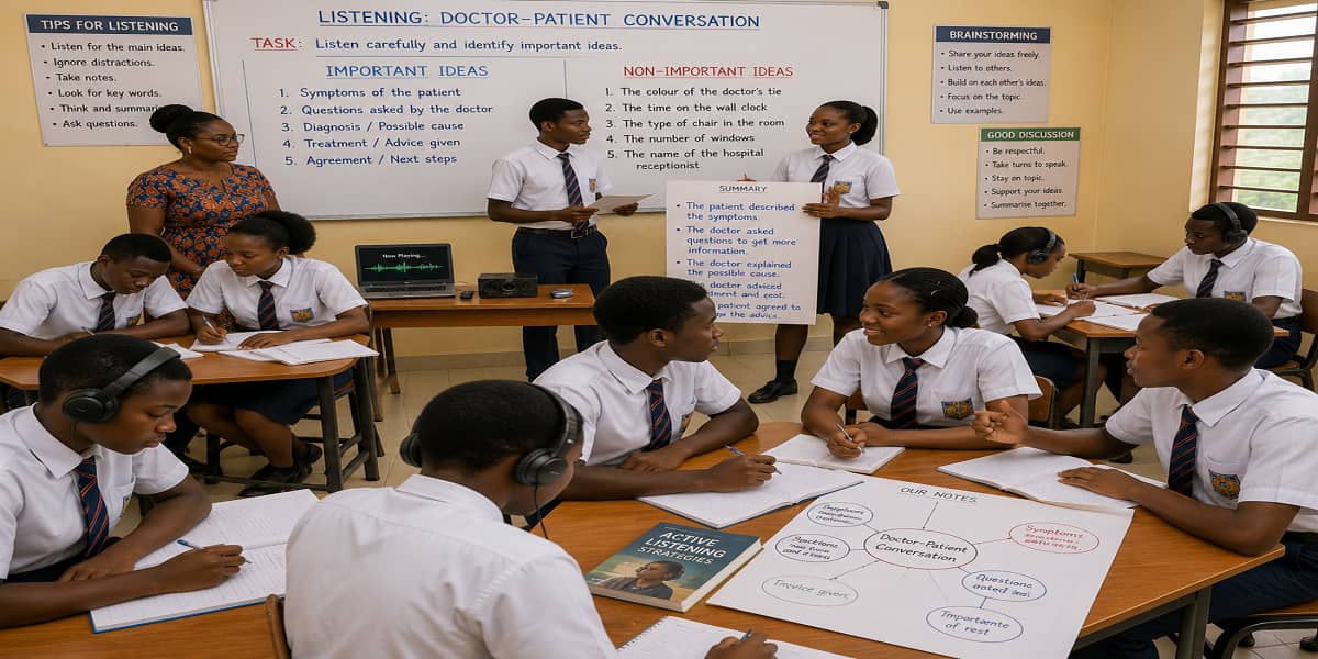 Important and Non-important Ideas for SHS 1 English Language – Educational Illustration