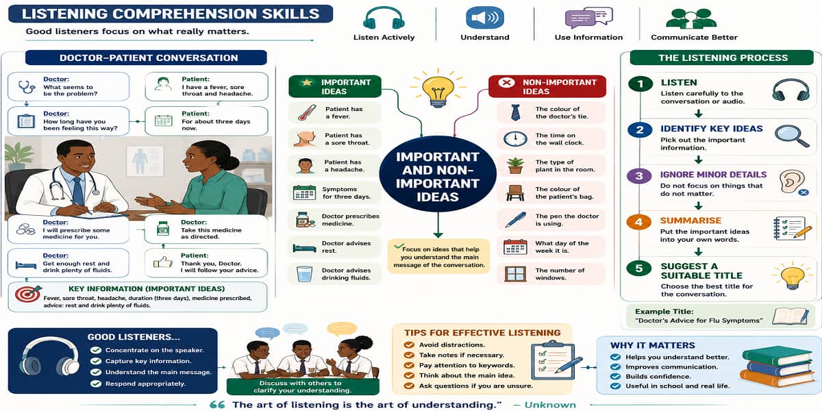 Important and Non-important Ideas for SHS 1 English Language – Educational Illustration