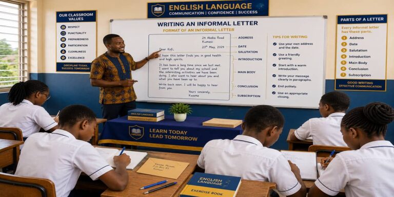 Informal Letter Writing for SHS 1 English Language – Educational Illustration