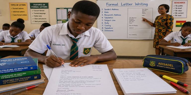 Formal Letter Writing for SHS 2 English Language – Educational Illustration
