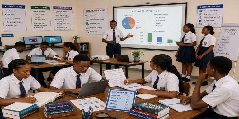 Research and Presentation for SHS 2 English Language – Educational Illustration