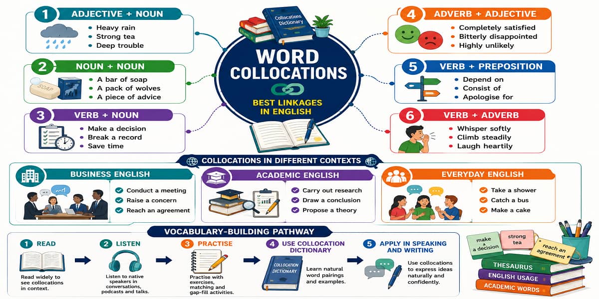 Word Collocations (Best Linkages) for SHS 2 English Language – Educational Illustration