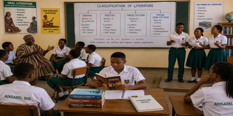 Relationships Between Genres in Oral and Written Literature for SHS 1 Literature-in-English – Educational Illustration