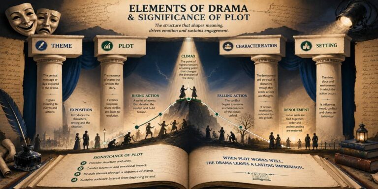 Ghanaian SHS 1 learners studying theme, plot, characterisation, setting and the five stages of dramatic plot.