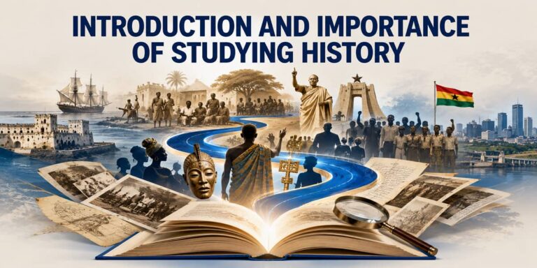 Ghanaian SHS students examining historical records and photographs while learning how History involves inquiry, interpretation and understanding the past.