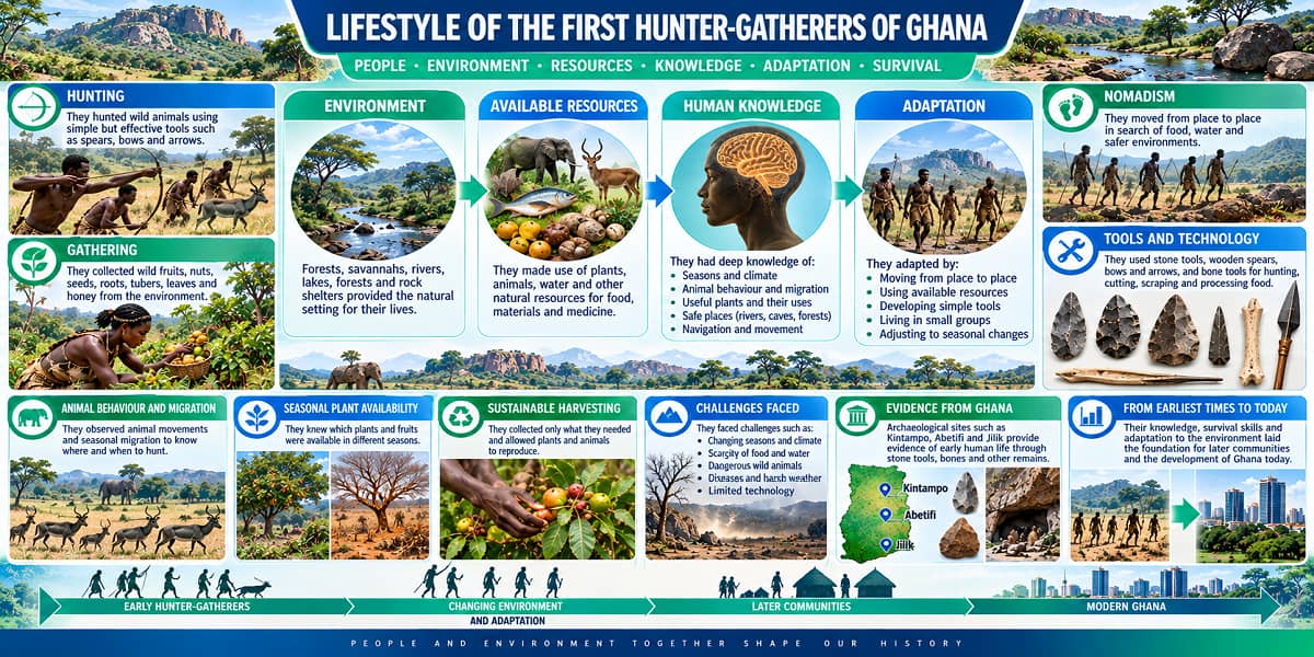 Ghanaian SHS students studying the lifestyle, environment, tools and archaeological evidence of the first hunter-gatherers of Ghana.