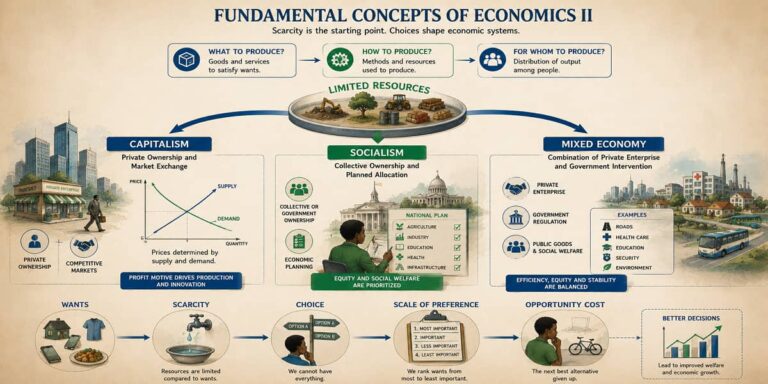SHS 1 Economics learners exploring scarcity, choice and the three economic systems of capitalism, socialism and mixed economy.